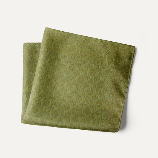 The Banaras Jaal Pocket Square – Olive