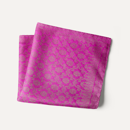 The Banaras Jaal Pocket Square – Fuchsia