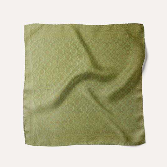 The Banaras Jaal Pocket Square – Olive