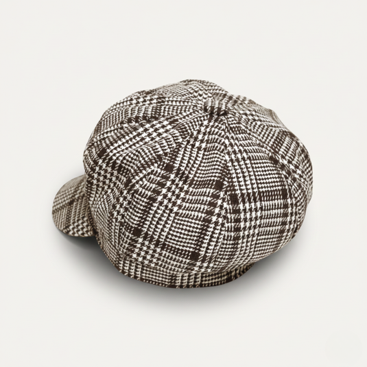 The Checkered Bakerboy Cap - Black & White