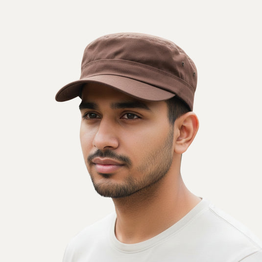 The Structured Flat-Top Cap - Brown