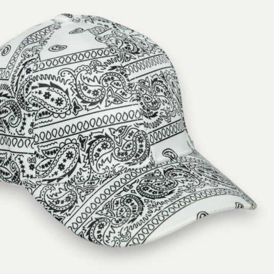 The Patterned Baseball Cap – Black & White Paisley