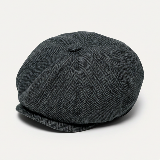 The Sunday Matinee Baker Boy Cap ( Charcoal Herringbone)