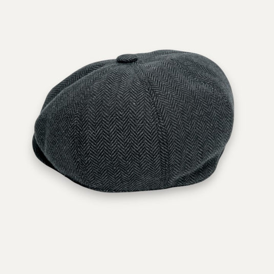 The Sunday Matinee Baker Boy Cap ( Charcoal Herringbone)