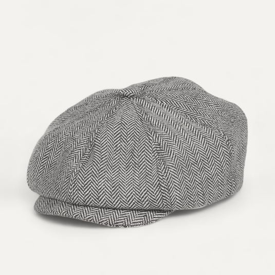 The Quiet Hours Baker Boy Cap (Grey Herringbone)