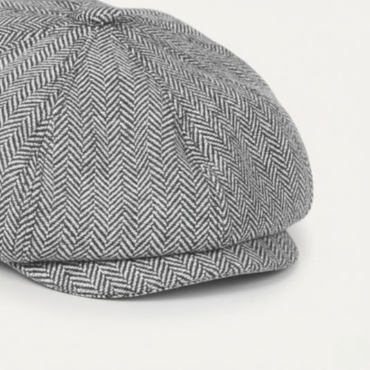 The Quiet Hours Baker Boy Cap (Grey Herringbone)