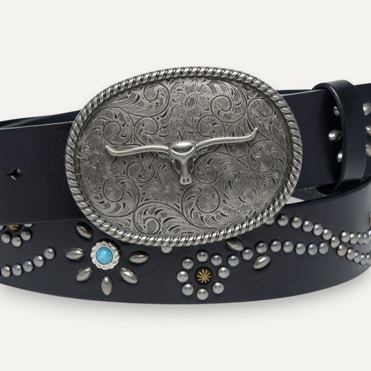 The Bull Head Buckle Belt – Black