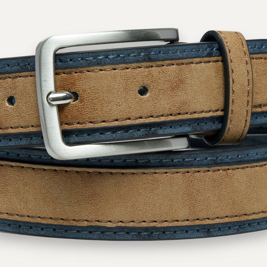 The Contrast Edge Belt – Tan & Blue