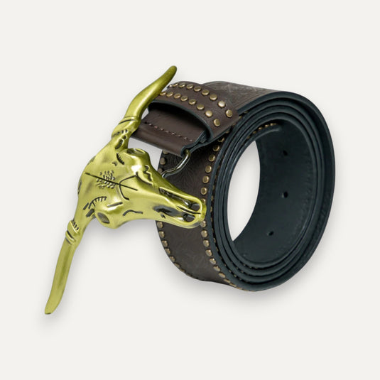 The Bull Skull Buckle Belt – Brown