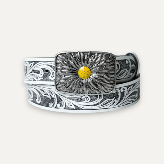 The Sunburst Buckle Belt – Black & White