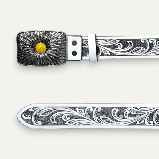 The Sunburst Buckle Belt – Black & White