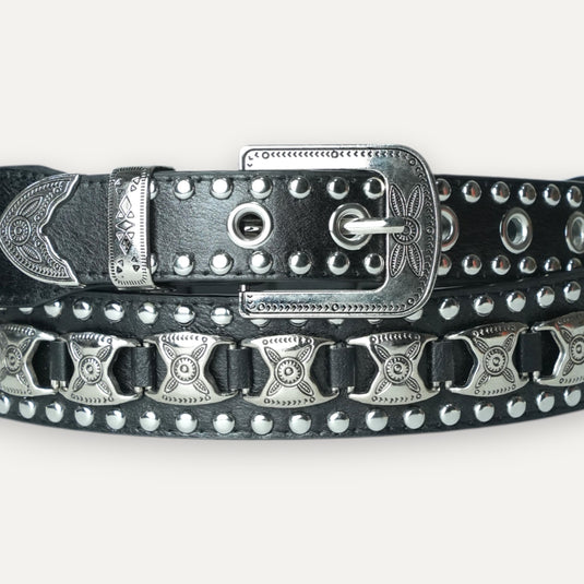 The Studded Western Buckle Belt – Black