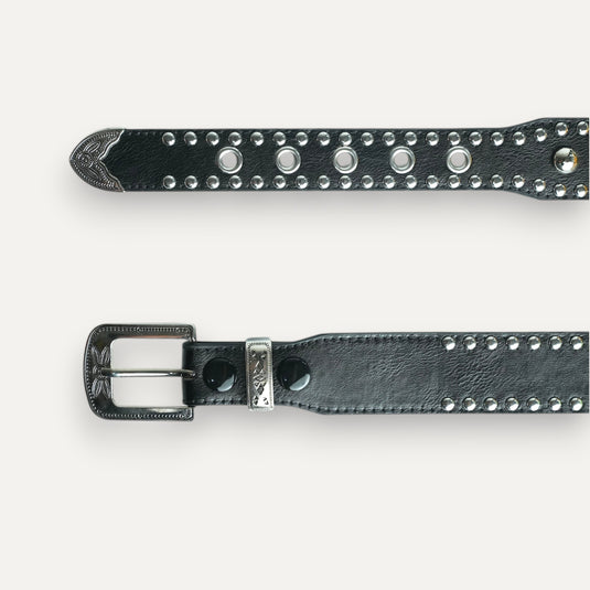 The Studded Western Buckle Belt – Black