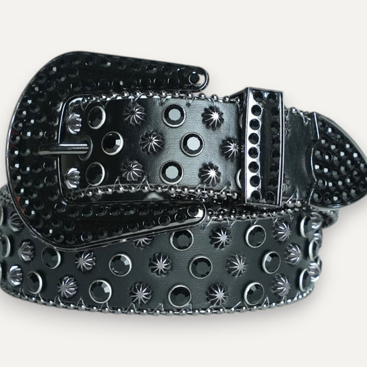 The Crystal Stud Buckle Belt – Grey
