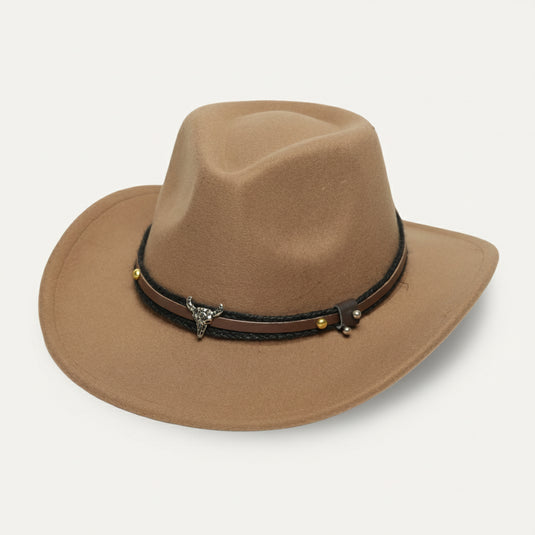 Fedora with Bull Skull Leather Band