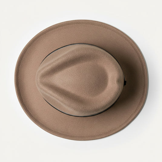 Medium Brim Fedora Hat with Dual-Tone Ribbon Band (Taupe Brown)