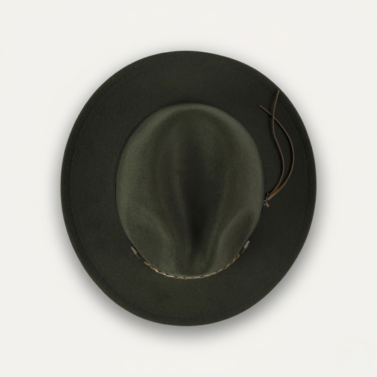 Fedora with Braided Leather Band (Forest Green)