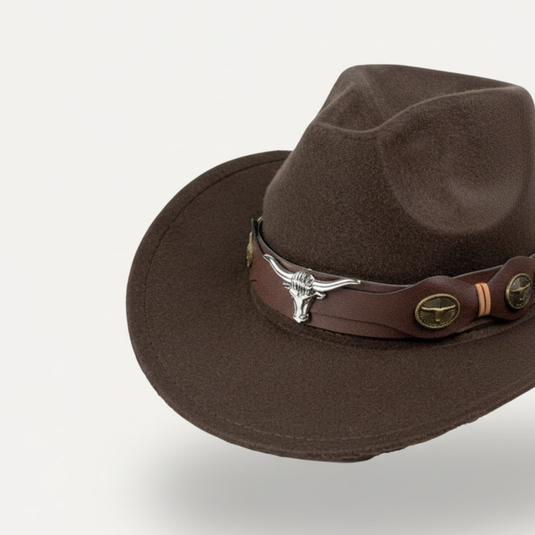 Fedora with Longhorn Leather Band (Brown)