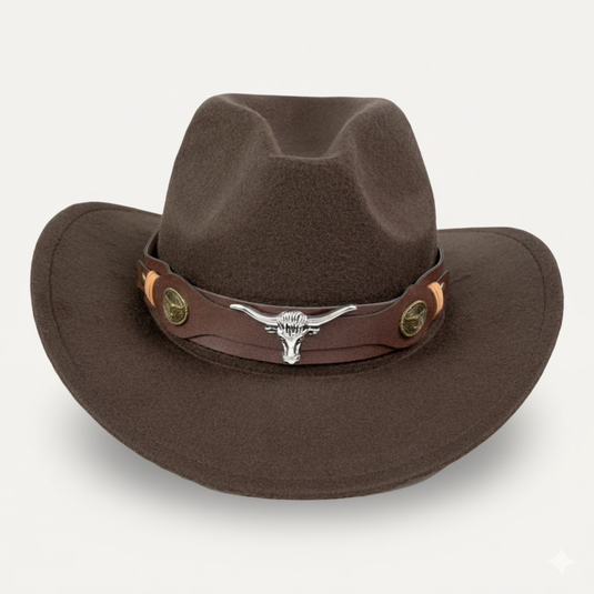 Fedora with Longhorn Leather Band (Brown)