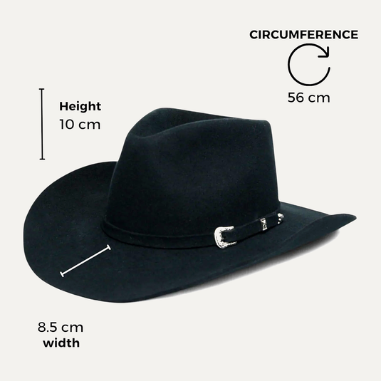 Cowboy Hat with Buckle Belt (Black)