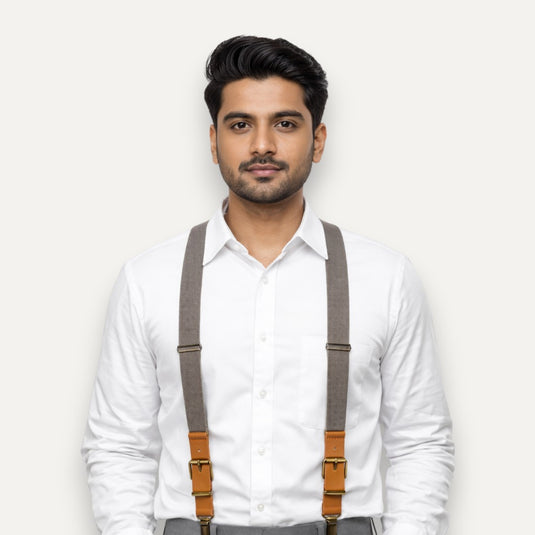 The Quiet Hold Suspenders – Stone Grey