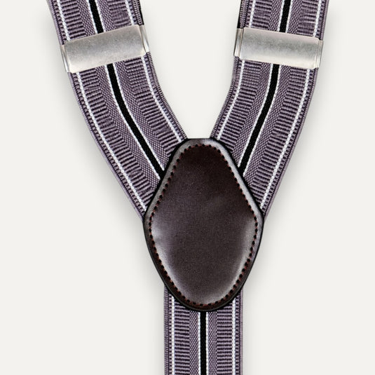 The Six Point Suspenders – Grey Stripe