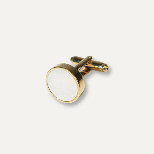 The Classic Round Cuff Links – Gold & Ivory