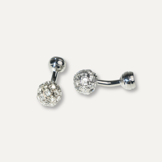 The Mosaic Sphere Cuff Links – Clear & Silver