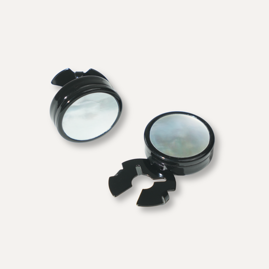 The Edge Disc Cuff Buttons – White & Gunmetal