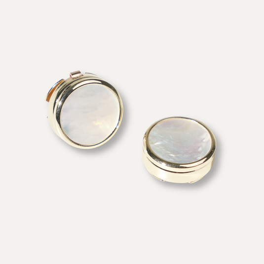The Edge Disc Cuff Buttons – White & Gold