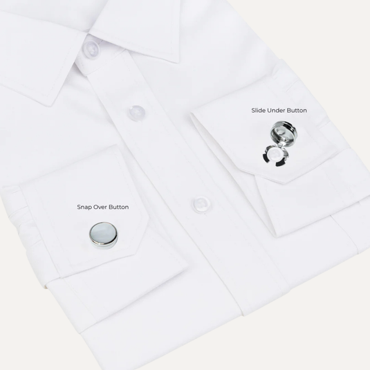 The Edge Disc Cuff Buttons – White & Silver