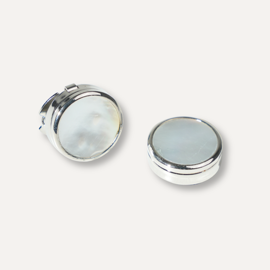 The Edge Disc Cuff Buttons – White & Silver