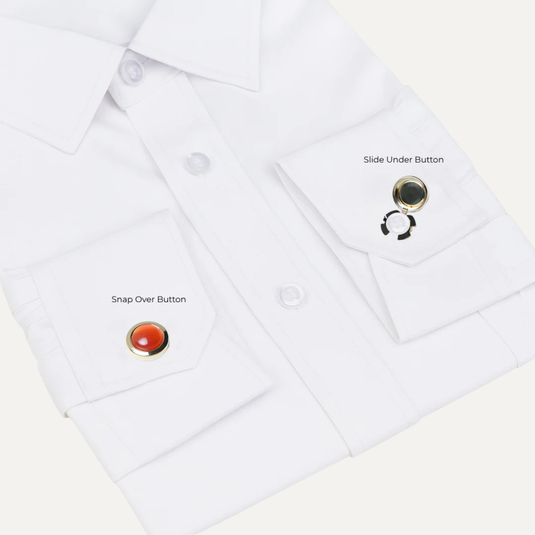 The Dome Cuff Buttons – Coral & Gold