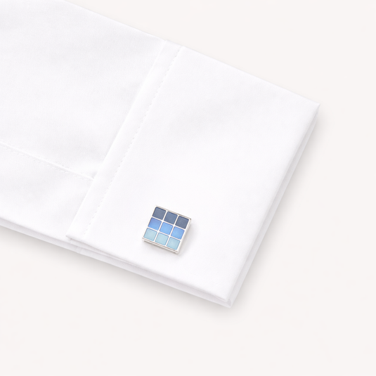 The Blue Grid Cuff Links – Silver