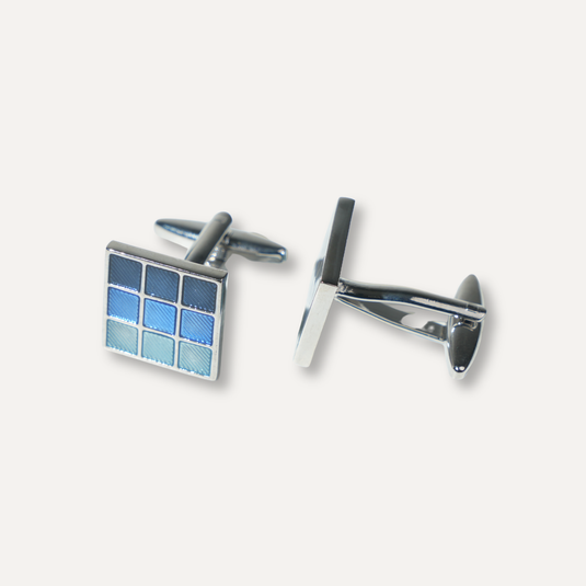 The Blue Grid Cuff Links – Silver