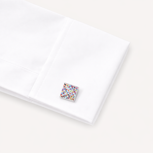 The Kaleido Pattern Cuff Links – Multi & Silver