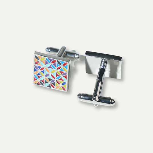 The Kaleido Pattern Cuff Links – Multi & Silver