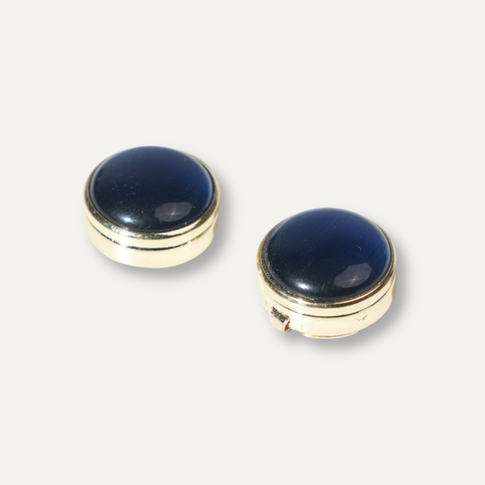 The Polished Dome Cuff Buttons – Blue & Silver