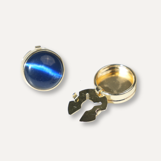 The Polished Dome Cuff Buttons – Blue & Silver