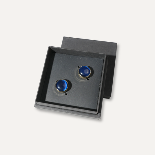 The Polished Dome Cuff Buttons – Blue & Silver