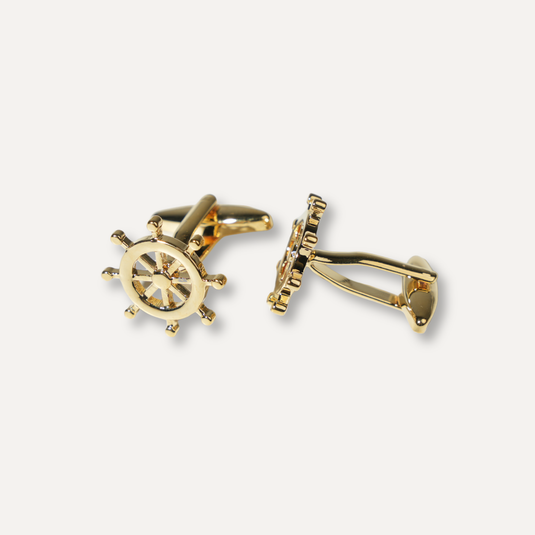 The Helm Wheel Cuff Links – Gold