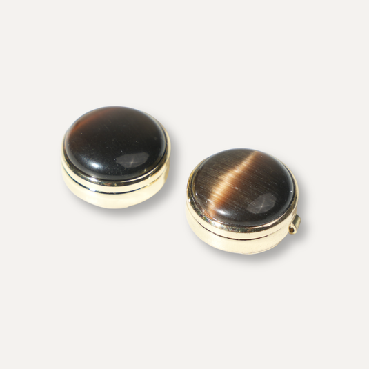 The Polished Dome Cuff Buttons – Charcoal & Silver