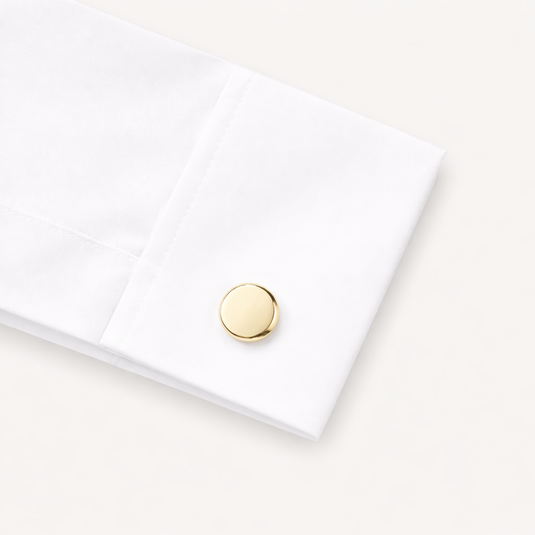 The Classic Round Cuff Links – Gold & Cream