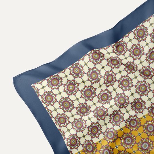The Rosette Mosaic Pocket Square – Mustard & Ivory