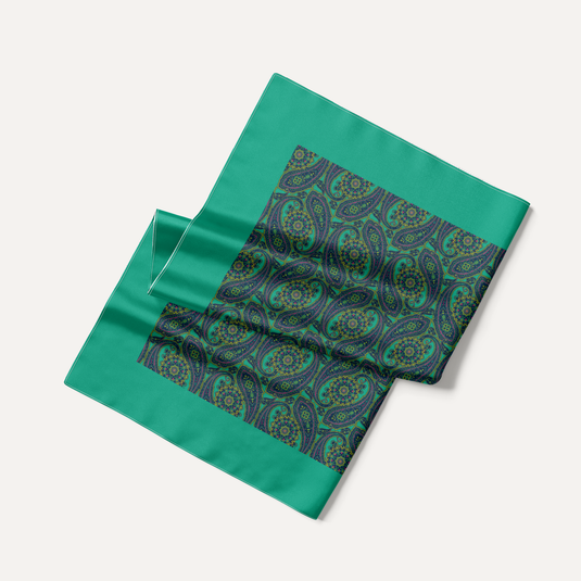 The Caravan Paisley Pocket Square – Sea Green