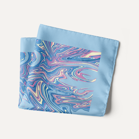 The Liquid Marble Pocket Square – Powder Blue