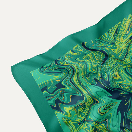 The Liquid Marble Pocket Square – Emerald Current