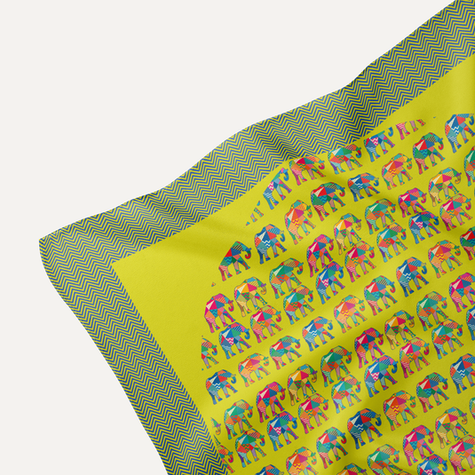 The Elephant Mosaic Pocket Square – Lime Green