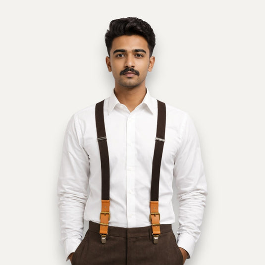 The Quiet Hold Suspenders – Dark Walnut
