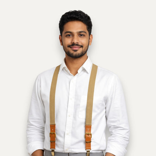 The Quiet Hold Suspenders – Sand Beige